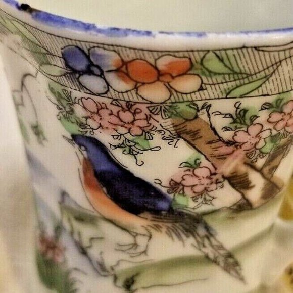 Small Demitasse  Ceramic  Tea Cup with Landscape and Bird - Picture 3 of 6